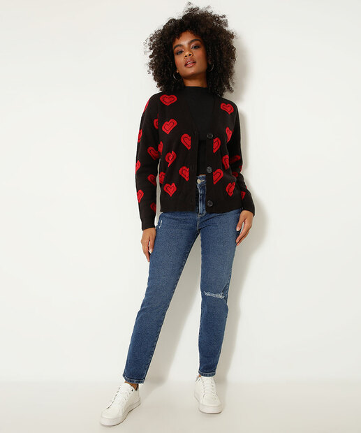 Cardigan Feminino Tricô Corações Marisa