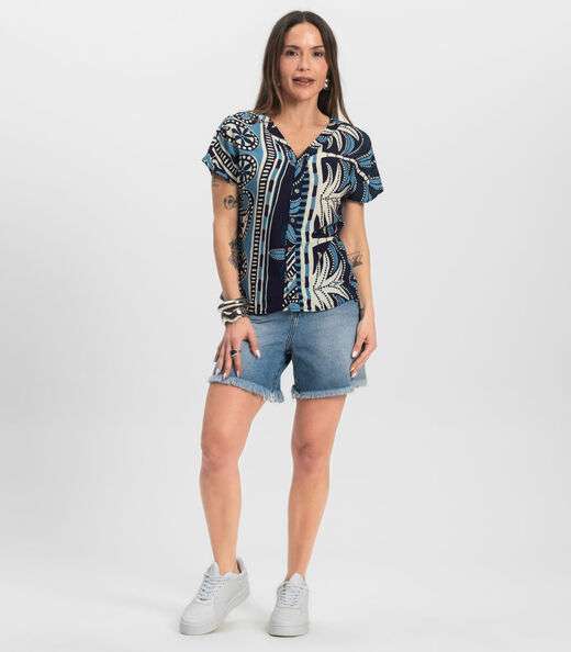 Blusa Feminina Estampada Infinita Cor Azul
