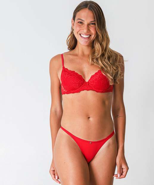Sutiã De Renda Com Base E Com Bojo Marisa Vermelho