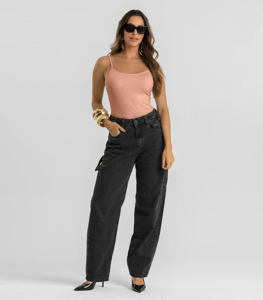 Blusa de Alça Feminina Em Poliamida Dianna Marrom