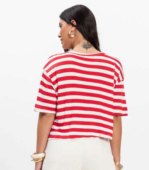 T- Shirt Feminina Canelada Infinita Cor Vermelho