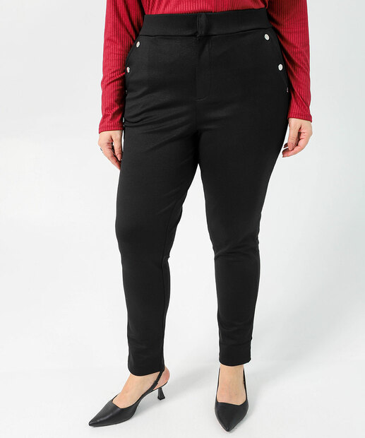 Calça Plus Size Feminina Legging Botões Marisa Preto