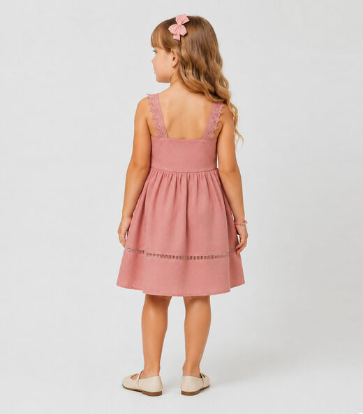 Vestido Infantil Malha Anarruga Trick Nick Rosa