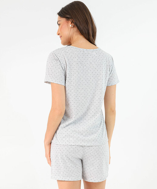 Pijama Feminino Estampa Poá Marisa Cinza