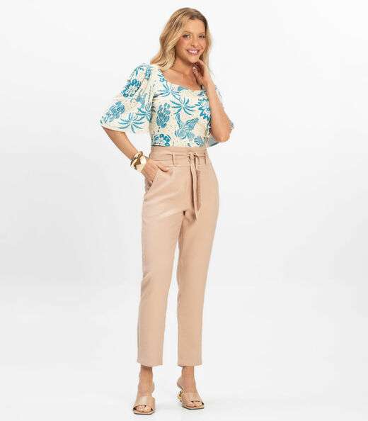 Blusa Feminina Cropped Canelado Rovitex Azul