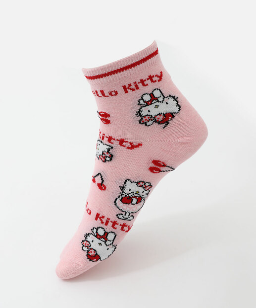 Kit 2 Pares Meias Feminina Cano Curto Hello Kitty Preto