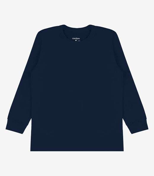 Camiseta Manga Longa Básica Rovitex Kids Azul