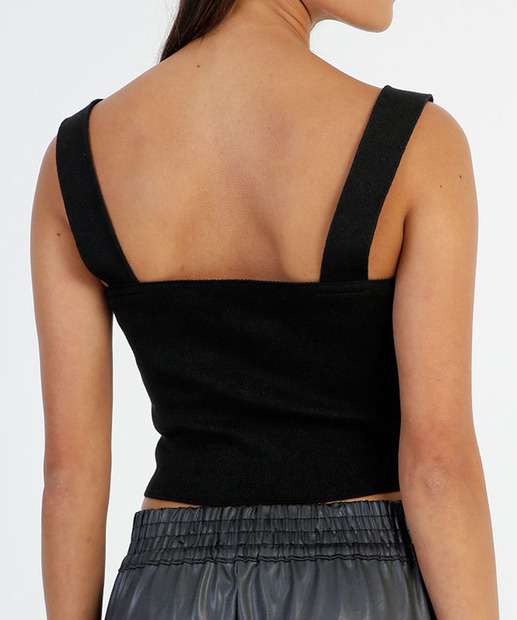 Blusa Cropped Feminina Tricô Alças Largas Marisa