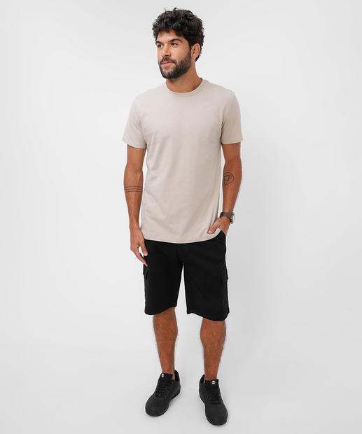 Camiseta Masculina Básica Manga Curta Marisa Bege