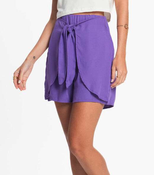 Shorts Feminino Faixa Dupla Viscose Endless Roxo