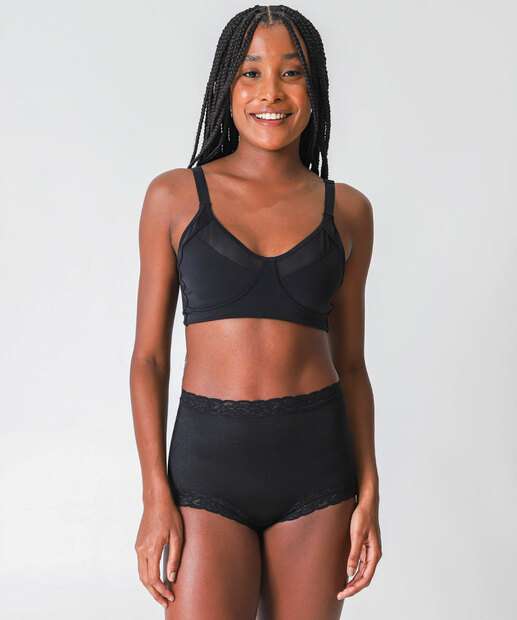 Calcinha Cintura Alta Safira Recorte Renda Demillus