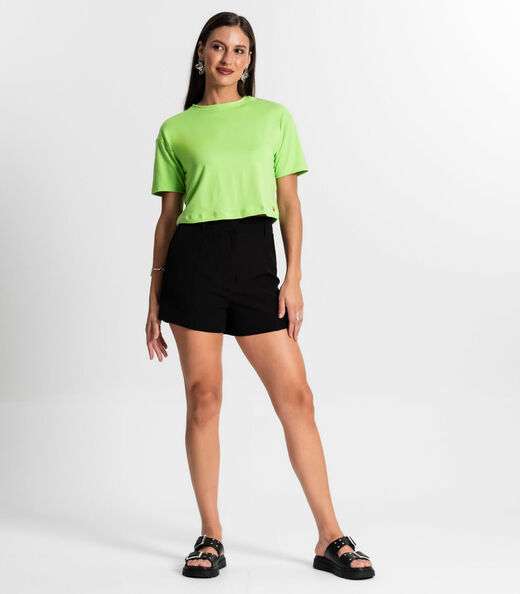 Blusa Cropped Manga Curta Rovitex Verde