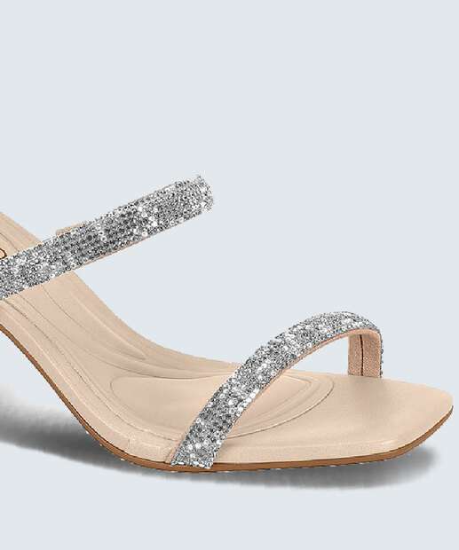Tamanco Feminino Salto Grosso Strass Beira Rio 