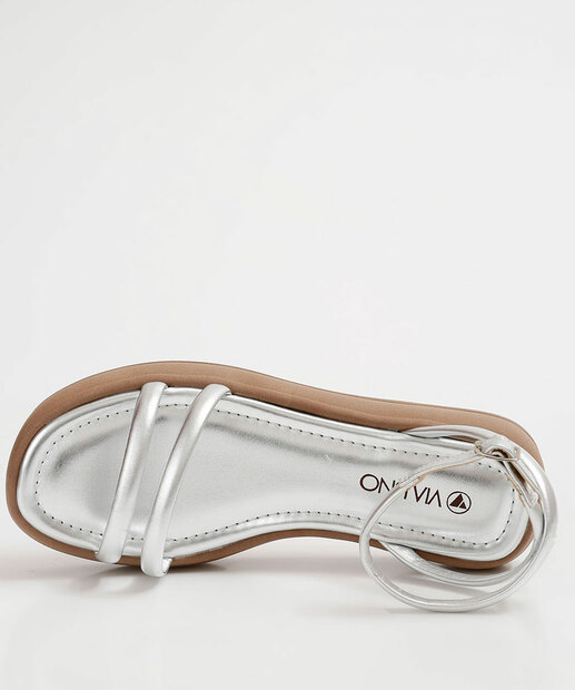 Sandália Flatform Feminina Metalizada Via Uno