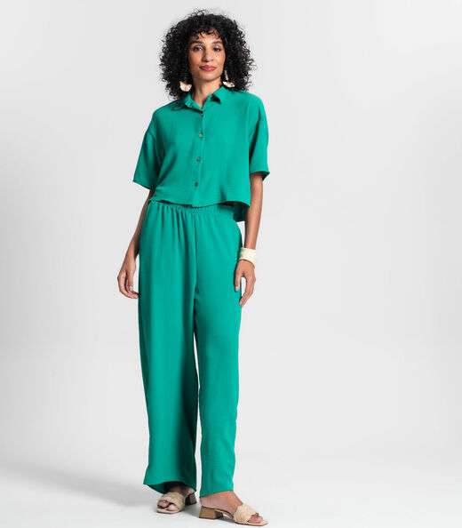 Calça Feminina Pantalona Em Air Flow Rovitex Verde