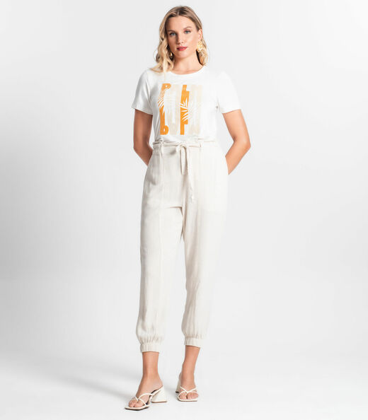 T-shirt Viscotorcion Feminina Estampada Endless Bege