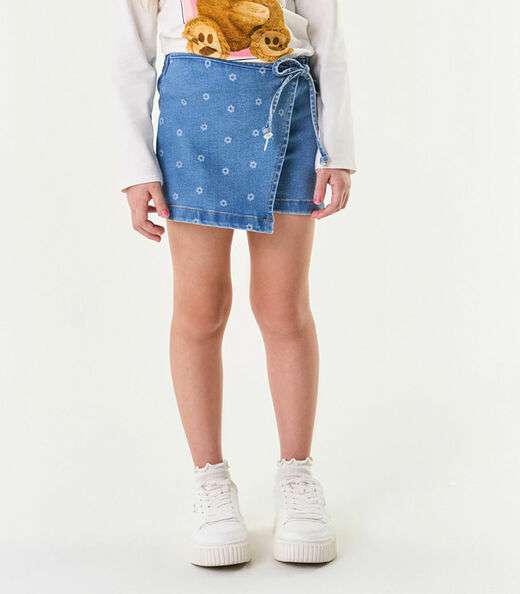 Shorts Saia Feminino Jeans Trick Nick Azul