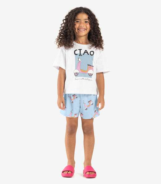 Pijama Infantil Feminino Meia Malha Rovi Kids Branco