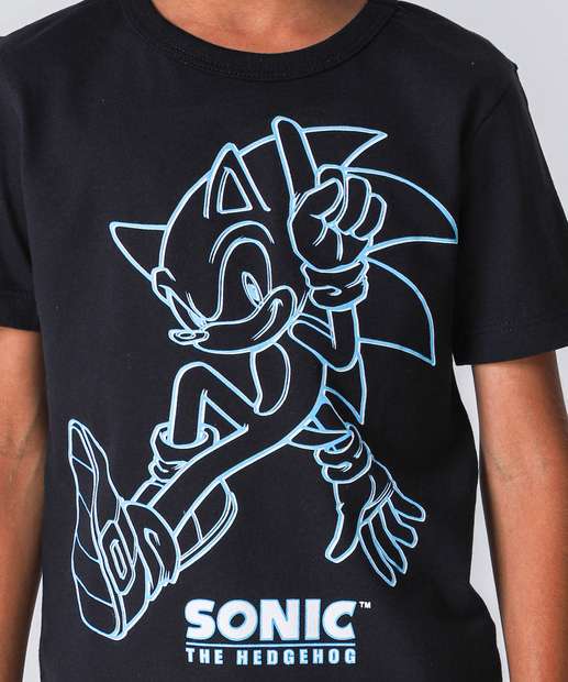 Conjunto Infantil Sonic Tam 4 a 10 Preto