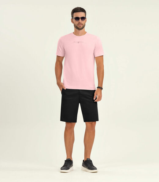 Camiseta Masculina Manga Curta Meia Malha Diametro Rosa