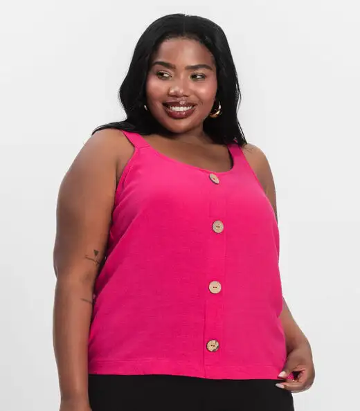 Regata Feminina Plus Size Secret Glam Rosa