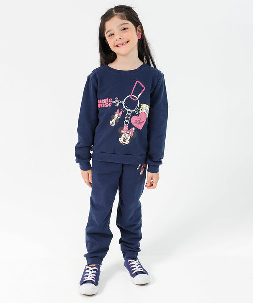 Blusão Infantil Moletom Flanelado Minnie Tam 4 a 10 Azul