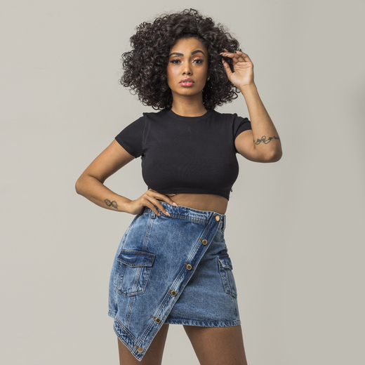 Saia Assimétrica Feminina Jeans Curta Casual Zune