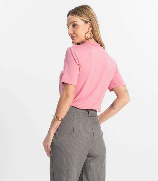 Blusa Feminina Básica em Malha Visco Rovitex Rosa
