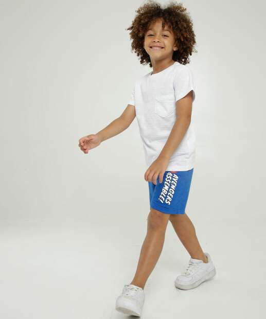 Camiseta Infantil Manga Curta Listras Bolso Tam 4 a 10