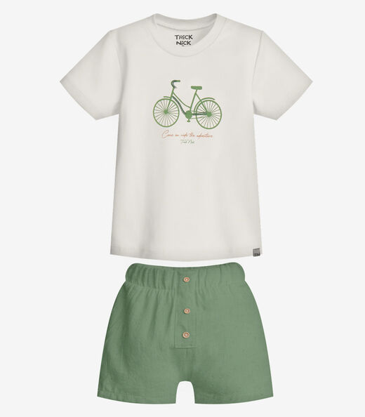 Image_Conjunto  Infantil Camiseta Com Bermuda Trick Nick Bege