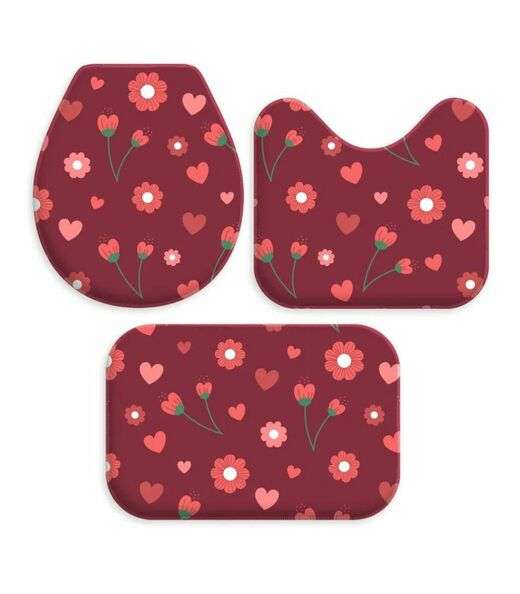 Jogo De Tapetes Para Banheiro Wevans Vermelho