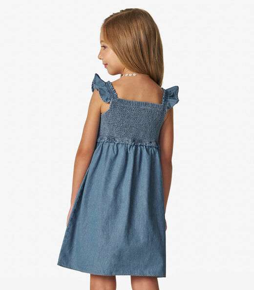 Vestido Infantil em Light Denim Trick Nick Azul