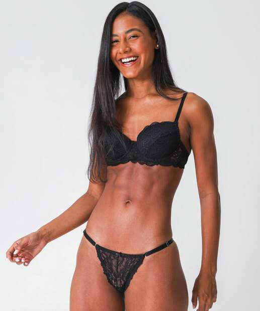 Kit 2 Calcinhas String Fio Dental Renda Marisa Rosa