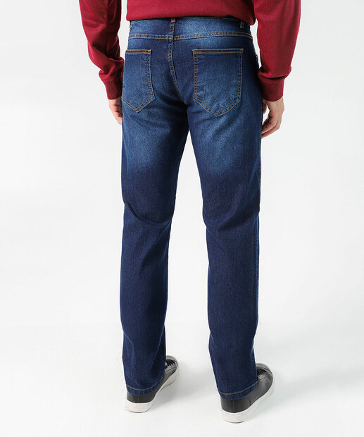 Calça Masculina Jeans Slim Bolsos Azul