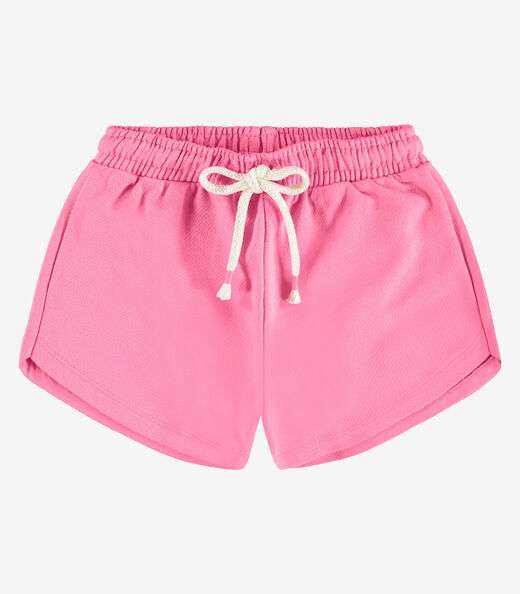 Shorts Infantil em Moletom Sarjado Rovi Kids Rosa