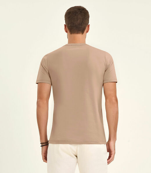 Camiseta Masculina Manga Curta Meia Malha Diametro Marrom