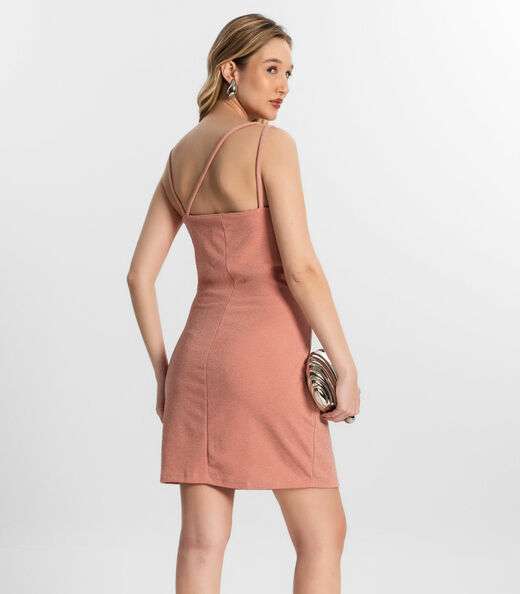 Vestido Feminino Em Lurex Endless Rosa