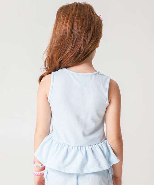 Blusa Infantil Canelada Laços Marisa Tam 4 a 10 Azul