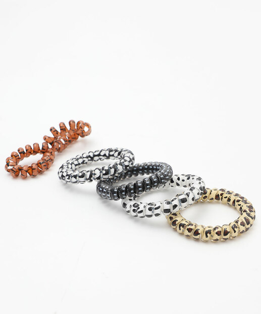 Kit 5 Peças Elásticos Espiral De Cabelo Feminino Marisa Metalizados