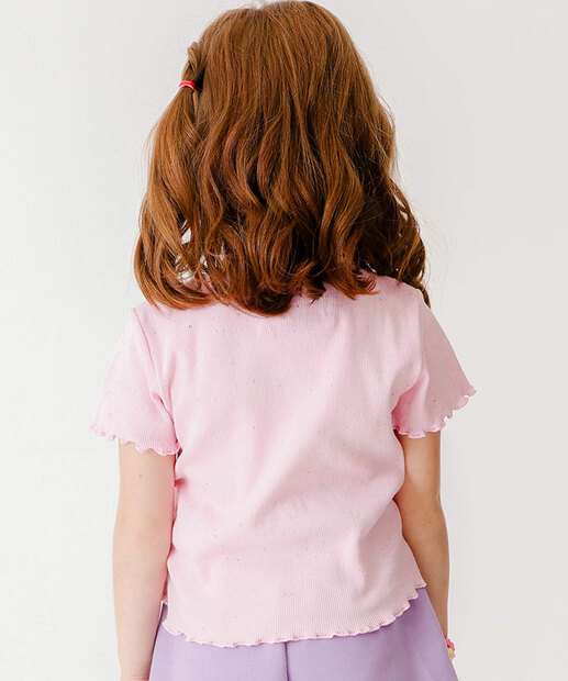 Blusa Infantil Canelada Manga Curta Marisa Tam 4 a 10