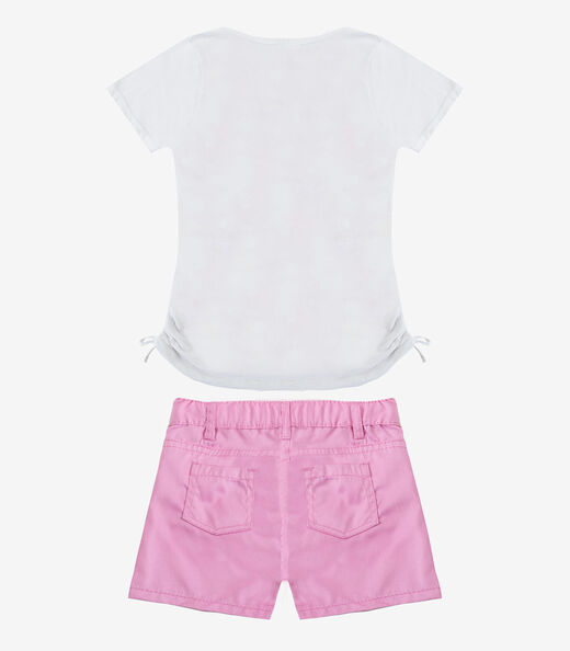 Conjunto Infantil Blusa Com Shorts Rovi Kids Rosa