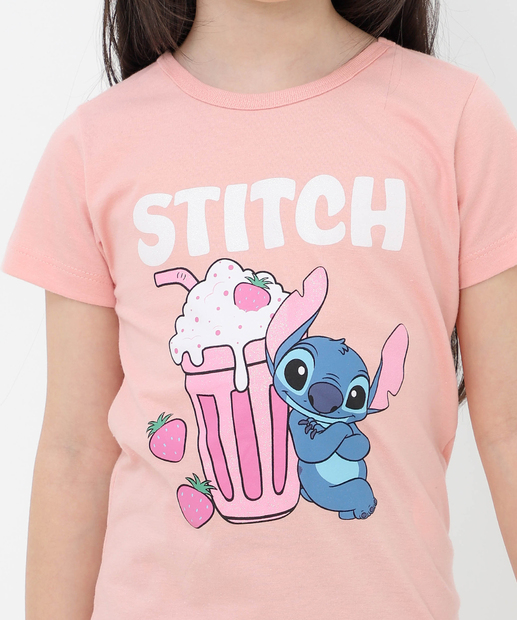 Blusa Infantil Stitch Disney Tam 4 a 10 Rosa