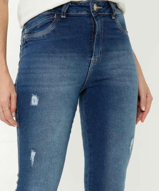 Calça Jeans Skinny Destroyed Feminina Biotipo