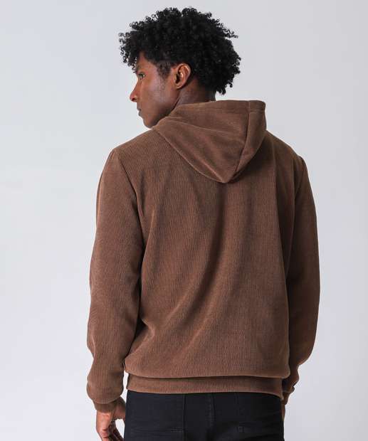 Blusão Masculino Moletom Canelado Marisa Marrom