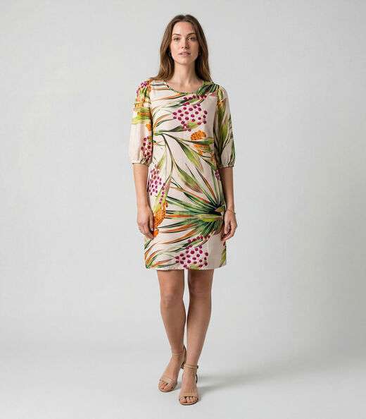 Image_Vestido Midi Com Manga Flare 3/4 Infinita Cor Amarelo