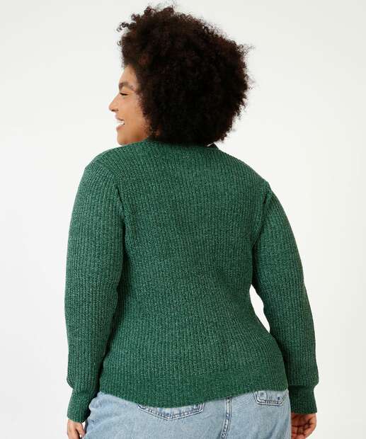 Cardigan Plus Size Feminino Chenille Botões Marisa