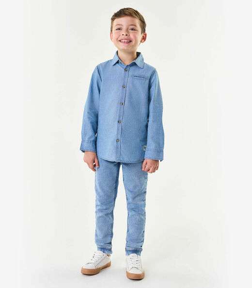 Camisa Jeans Infantil Masculina Trick Nick Cinza