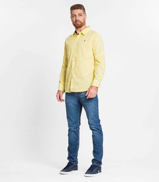Camisa Masculina Manga Longa Em Tricoline Diametro Amarelo