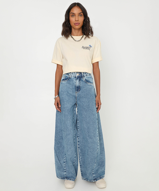 Image_Calça Jeans Feminina Balloon Bolsos Sawary Azul