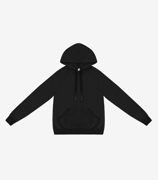 Blusão Feminino Com Capuz Em Molecotton Rovitex Preto